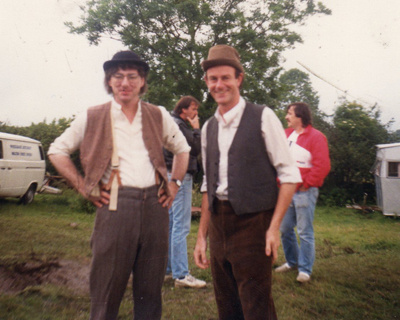 Taking a break from filming on location for Summer Story, with am Richards